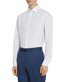 Macro-Striped Cotton and Linen Shirt