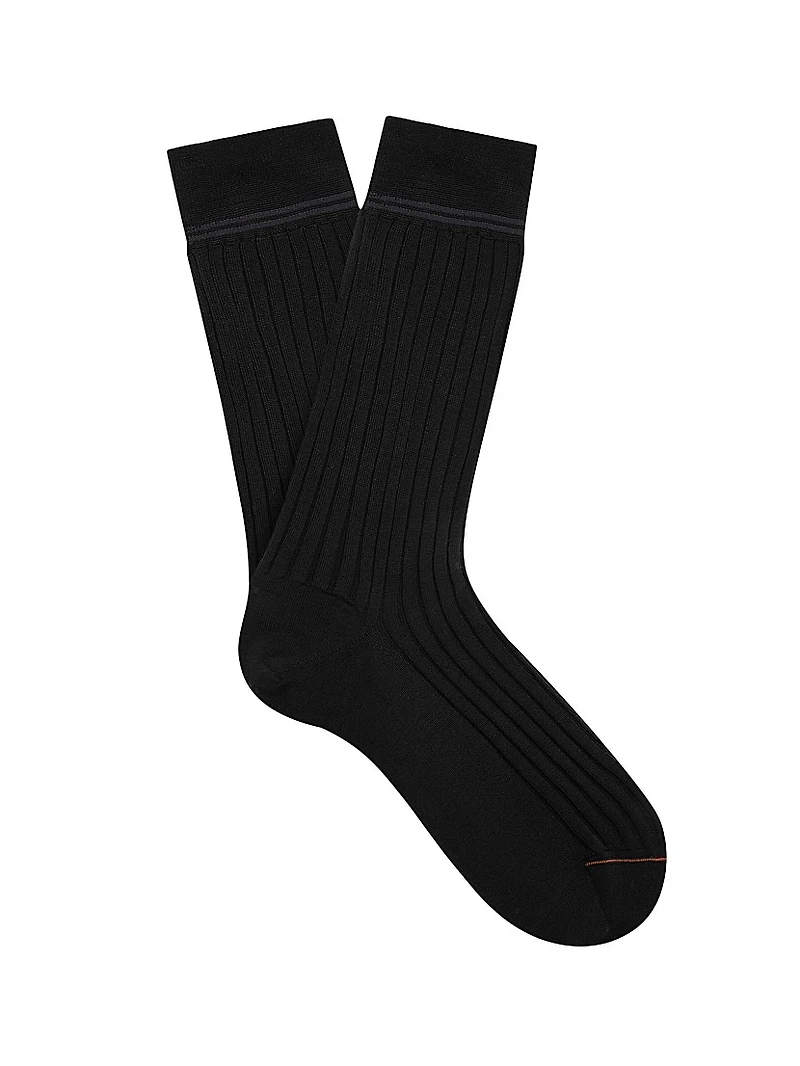 Ribbed Mid-Calf Scottish Iisle Cotton Socks