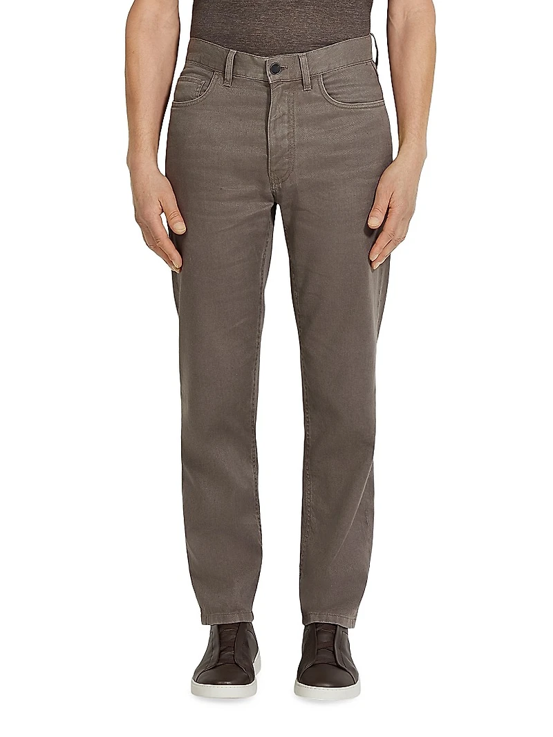 Stretch Cotton and Linen Roccia Jeans