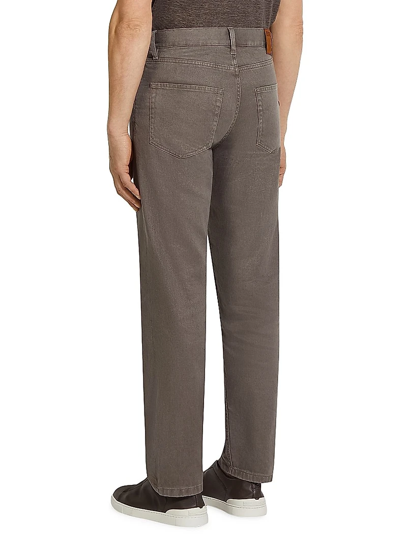 Stretch Cotton and Linen Roccia Jeans