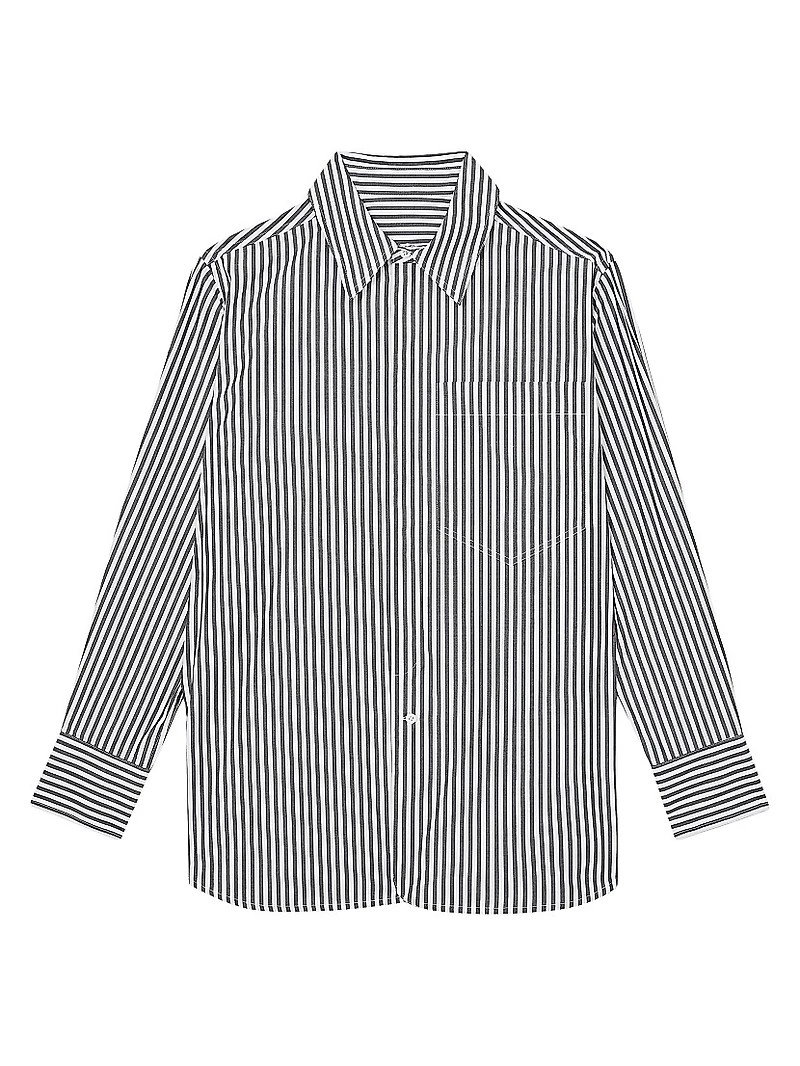 Cotton Striped Button-Front Shirt