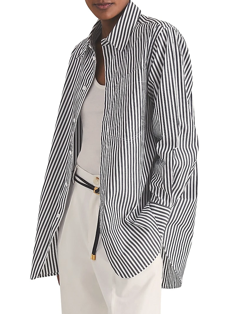 Cotton Striped Button-Front Shirt