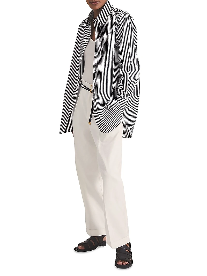 Cotton Striped Button-Front Shirt