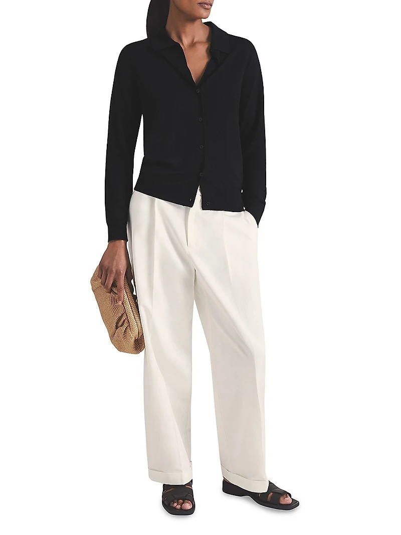 Tatum Collared Wool Cardigan