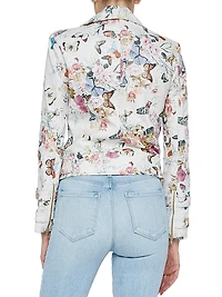 Billie Belted Floral Leather Jacket