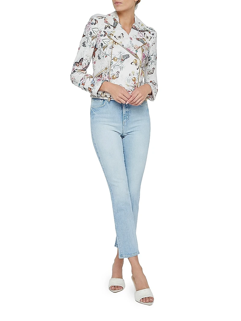 Billie Belted Floral Leather Jacket