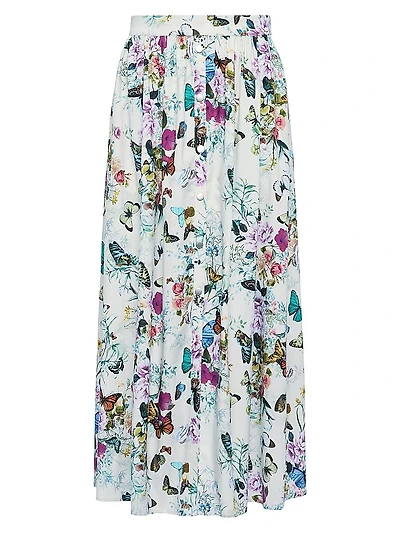 Seina Printed Button-Detailed Midi-Skirt