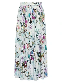 Seina Printed Button-Detailed Midi-Skirt