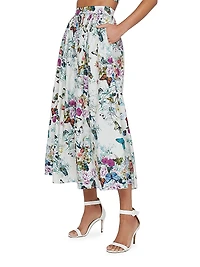 Seina Printed Button-Detailed Midi-Skirt