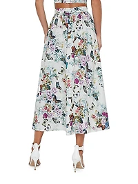 Seina Printed Button-Detailed Midi-Skirt
