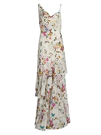Viola Floral Silk Asymmetric Gown