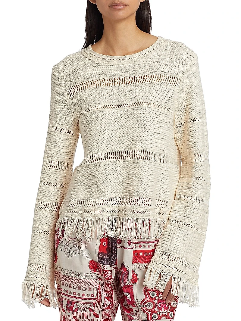 Azilis Cotton Fringe-Trim Sweater