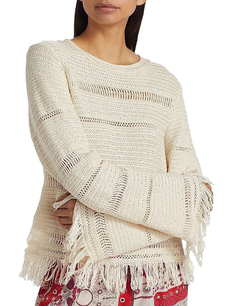 Azilis Cotton Fringe-Trim Sweater