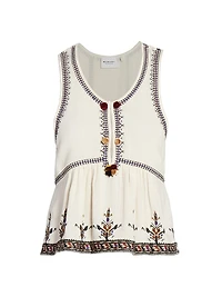 Kourtney Embroidered Sleeveless Blouse
