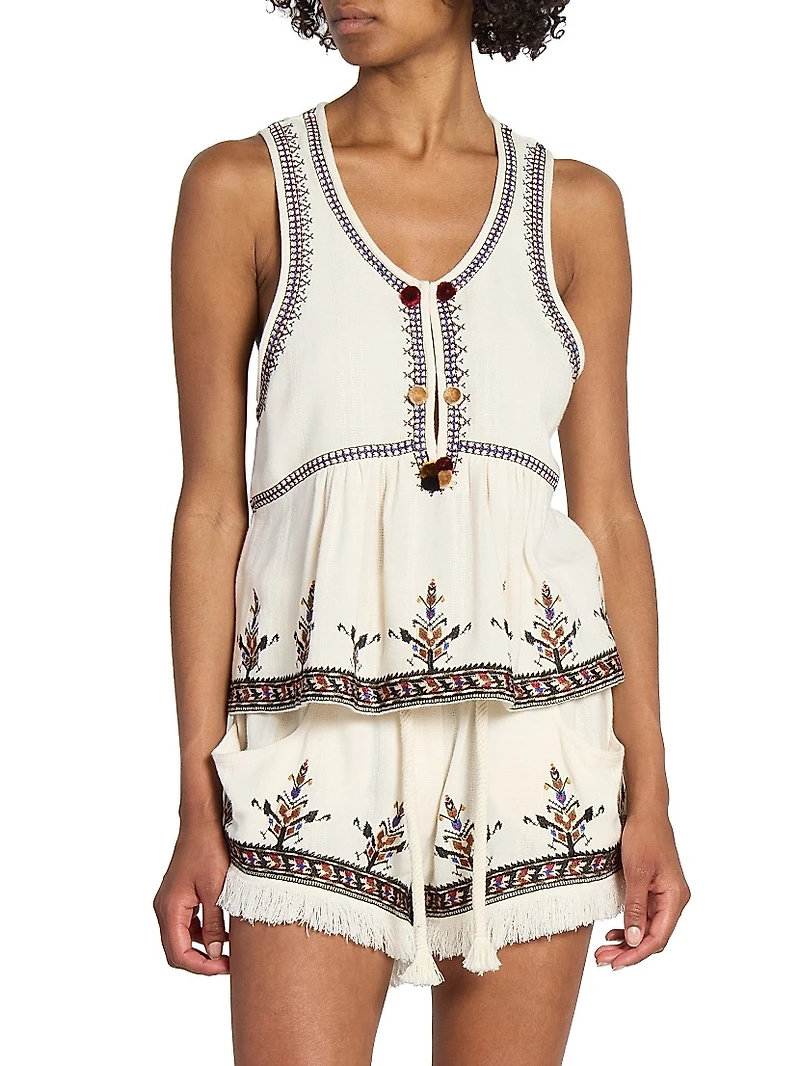 Kourtney Embroidered Sleeveless Blouse