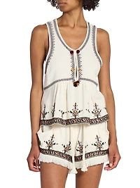Kourtney Embroidered Sleeveless Blouse