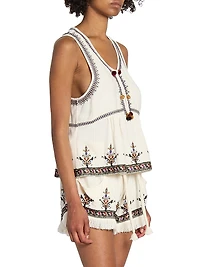 Kourtney Embroidered Sleeveless Blouse