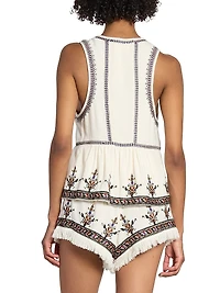 Kourtney Embroidered Sleeveless Blouse