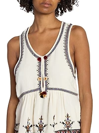 Kourtney Embroidered Sleeveless Blouse