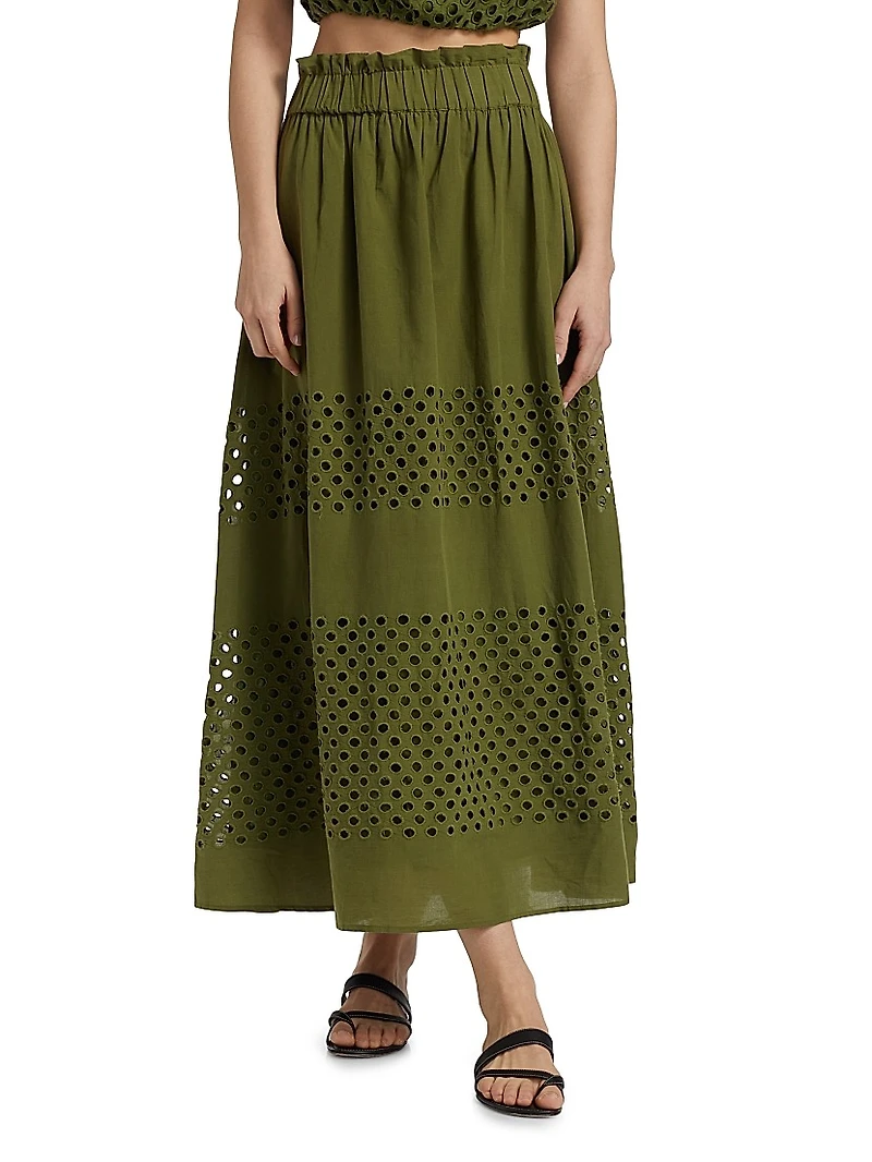 Draper Eyelet Mesh Maxi Skirt