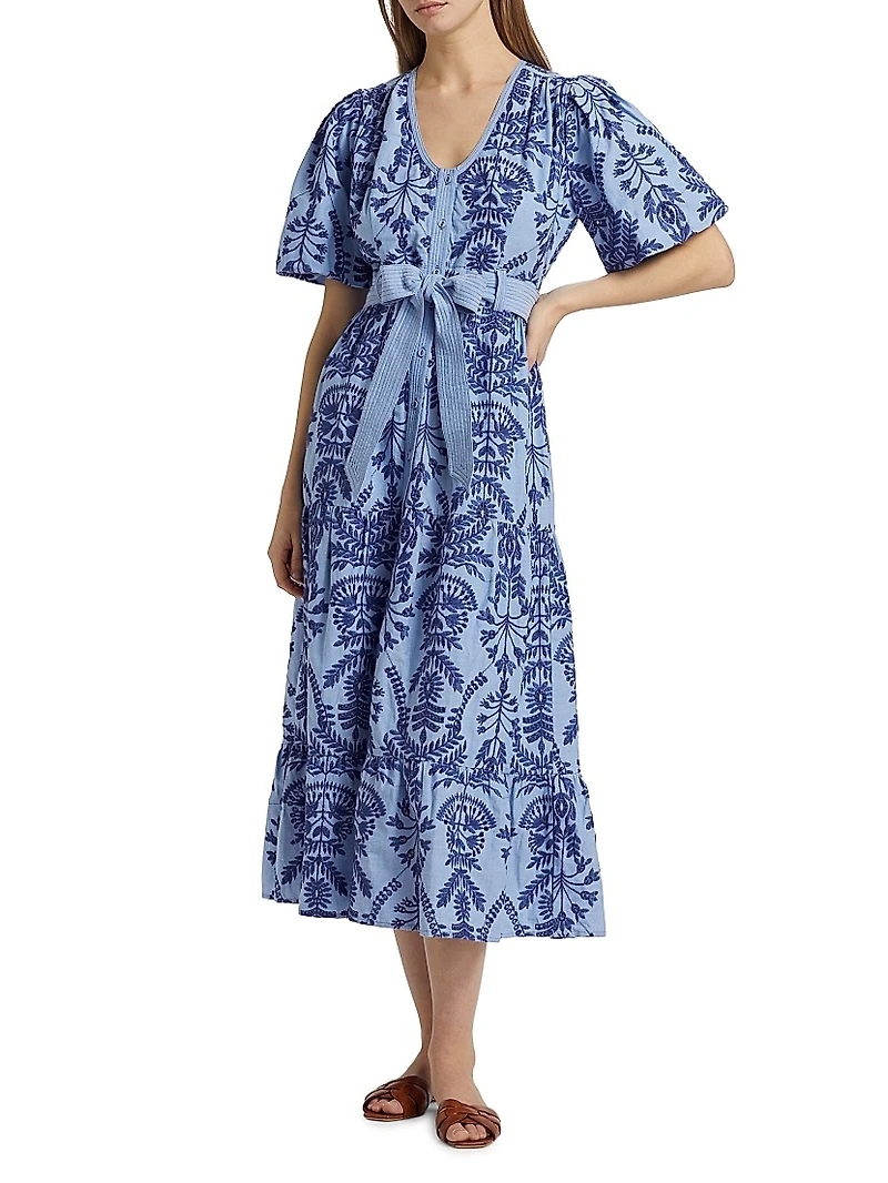 Natty Embroidered Floral Shirtdress