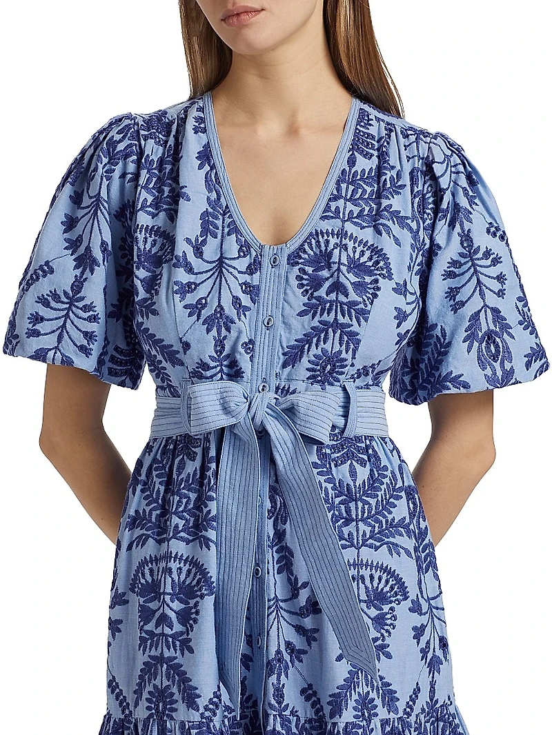 Natty Embroidered Floral Shirtdress