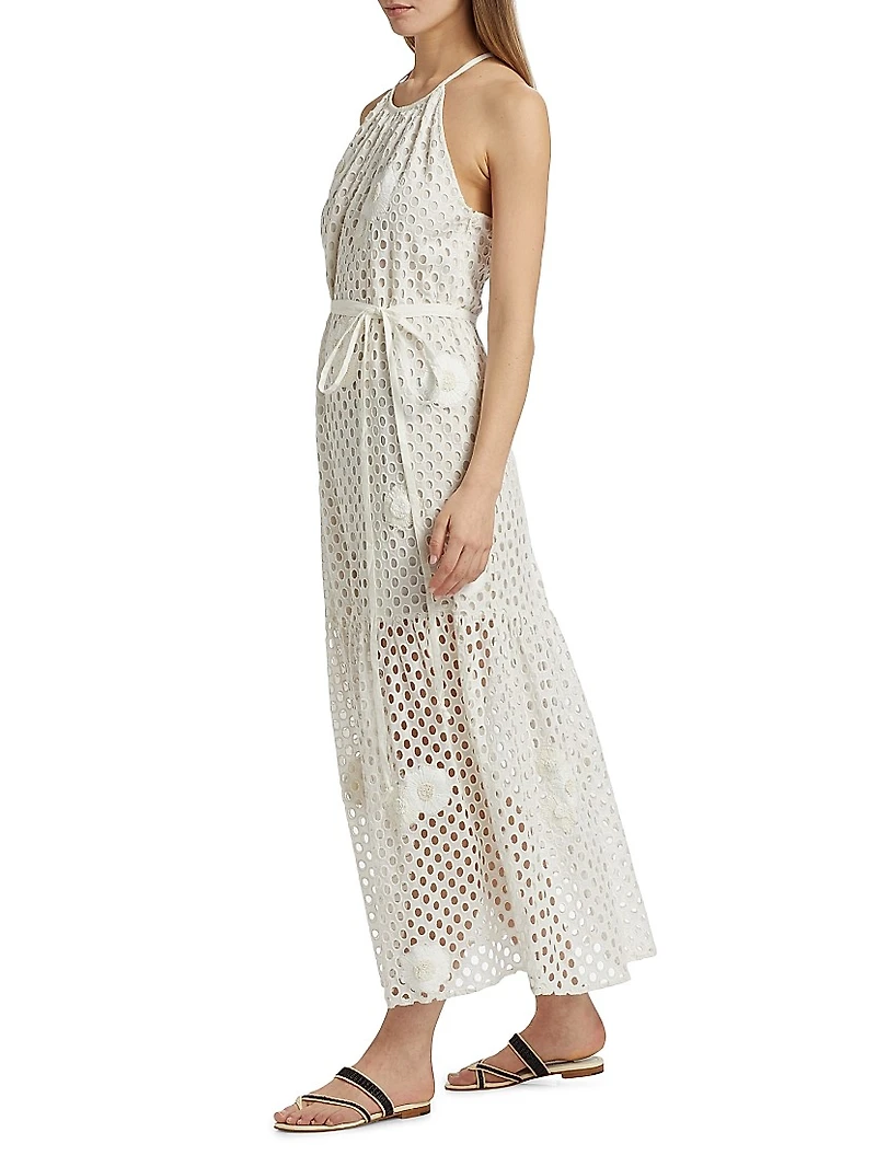 Adley Eyelet Mesh Tank Maxi Dress