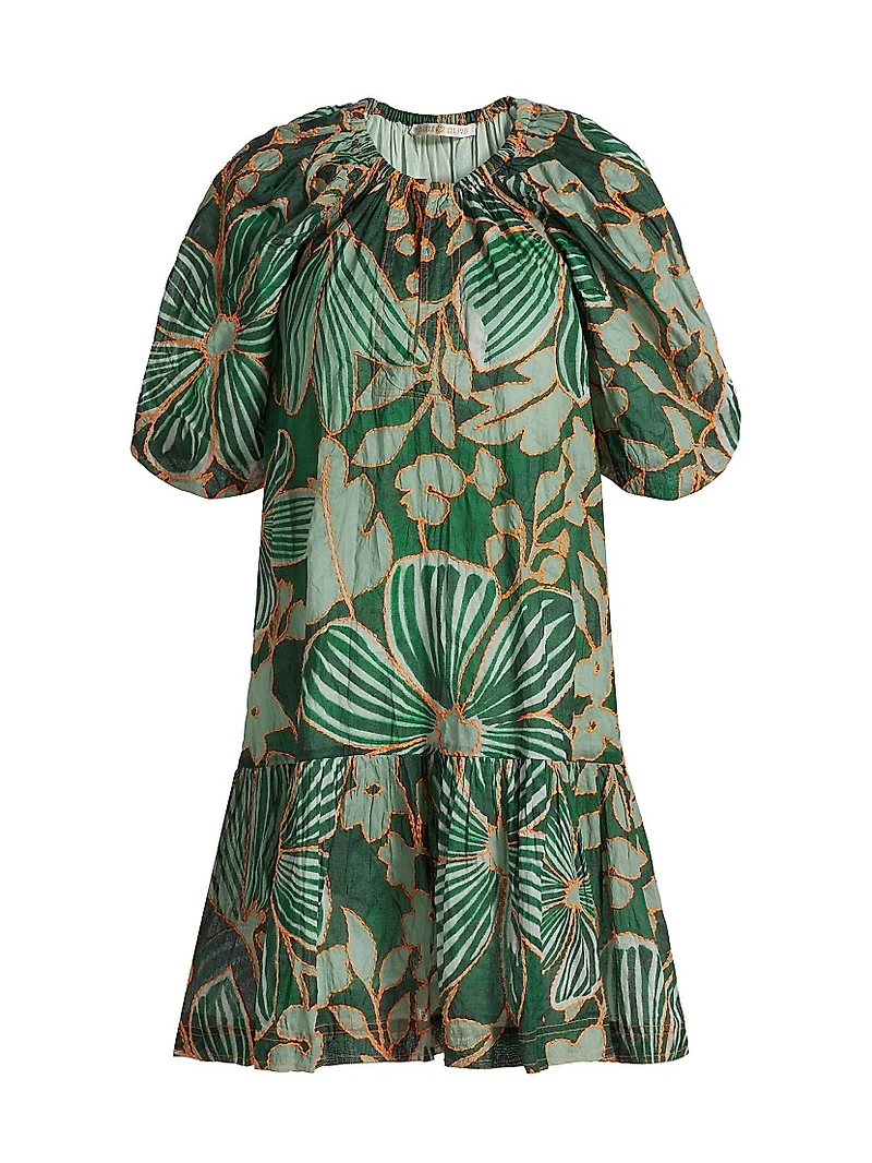 Greta Floral Puff-Sleeve Minidress