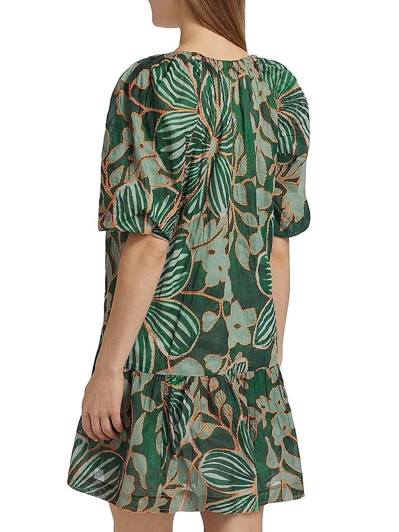 Greta Floral Puff-Sleeve Minidress