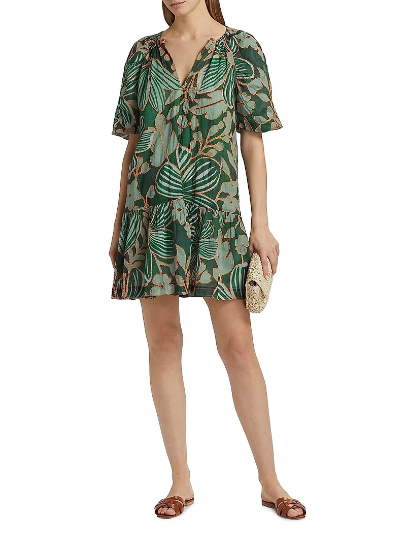 Greta Floral Puff-Sleeve Minidress