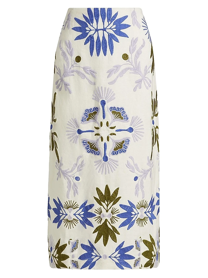 Chandler Embroidered Floral Midi-Skirt