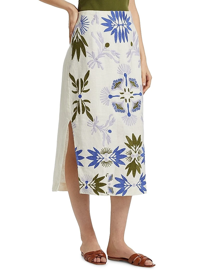 Chandler Embroidered Floral Midi-Skirt