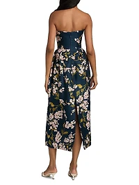 Floral Silk Strapless Cocktail Dress