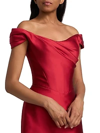 Satin Off-The-Shoulder Column Gown