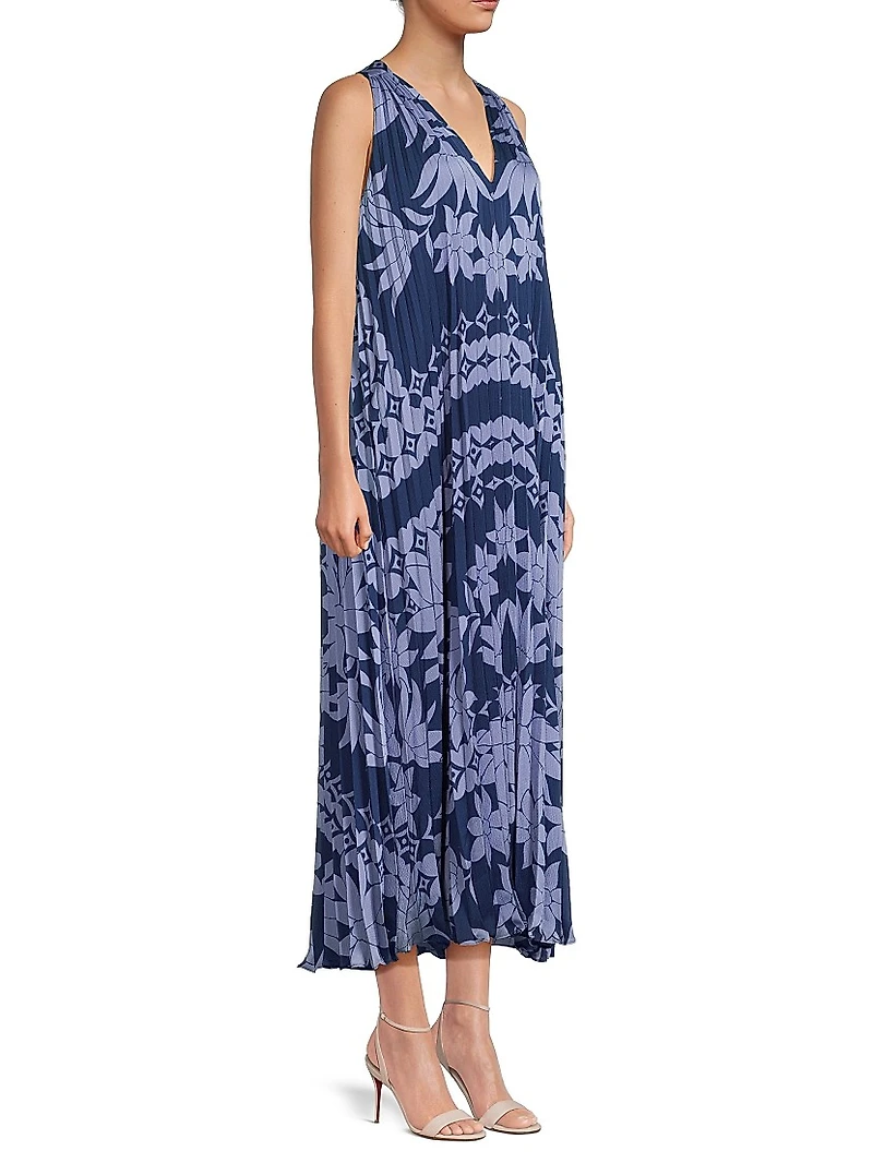 Hallie Floral Pleated Midi-Dress