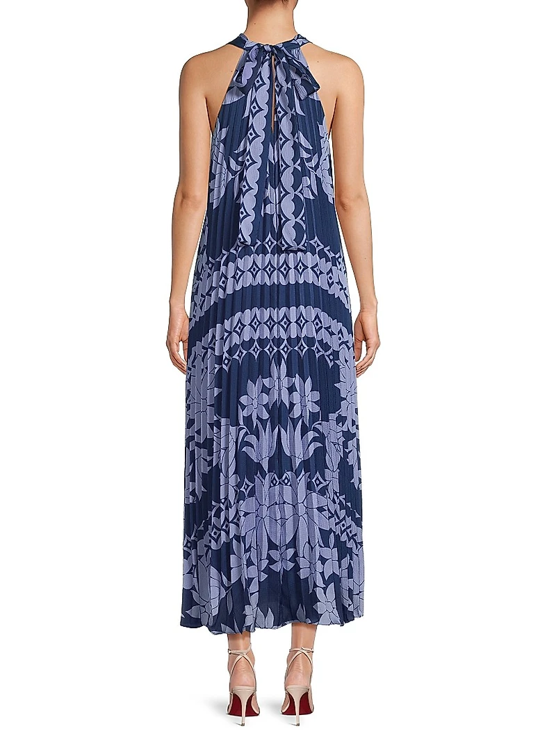 Hallie Floral Pleated Midi-Dress