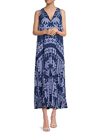 Hallie Floral Pleated Midi-Dress