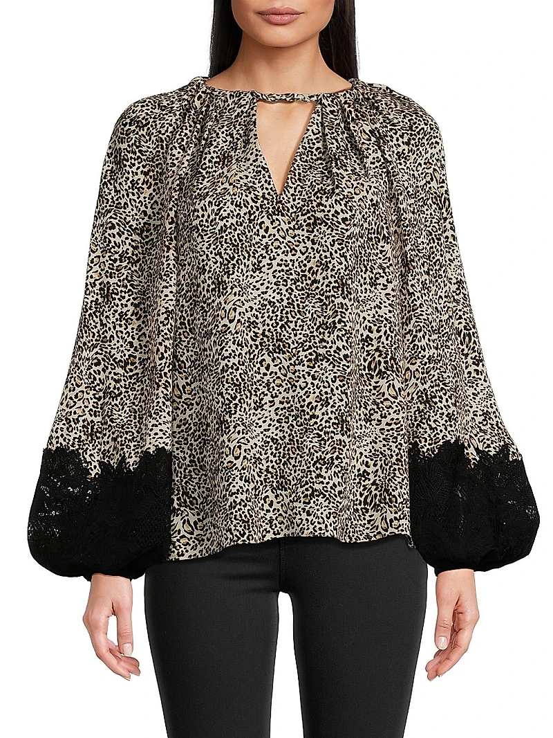 Abi Leopard-Print Silk Georgette Blouse