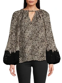 Abi Leopard-Print Silk Georgette Blouse