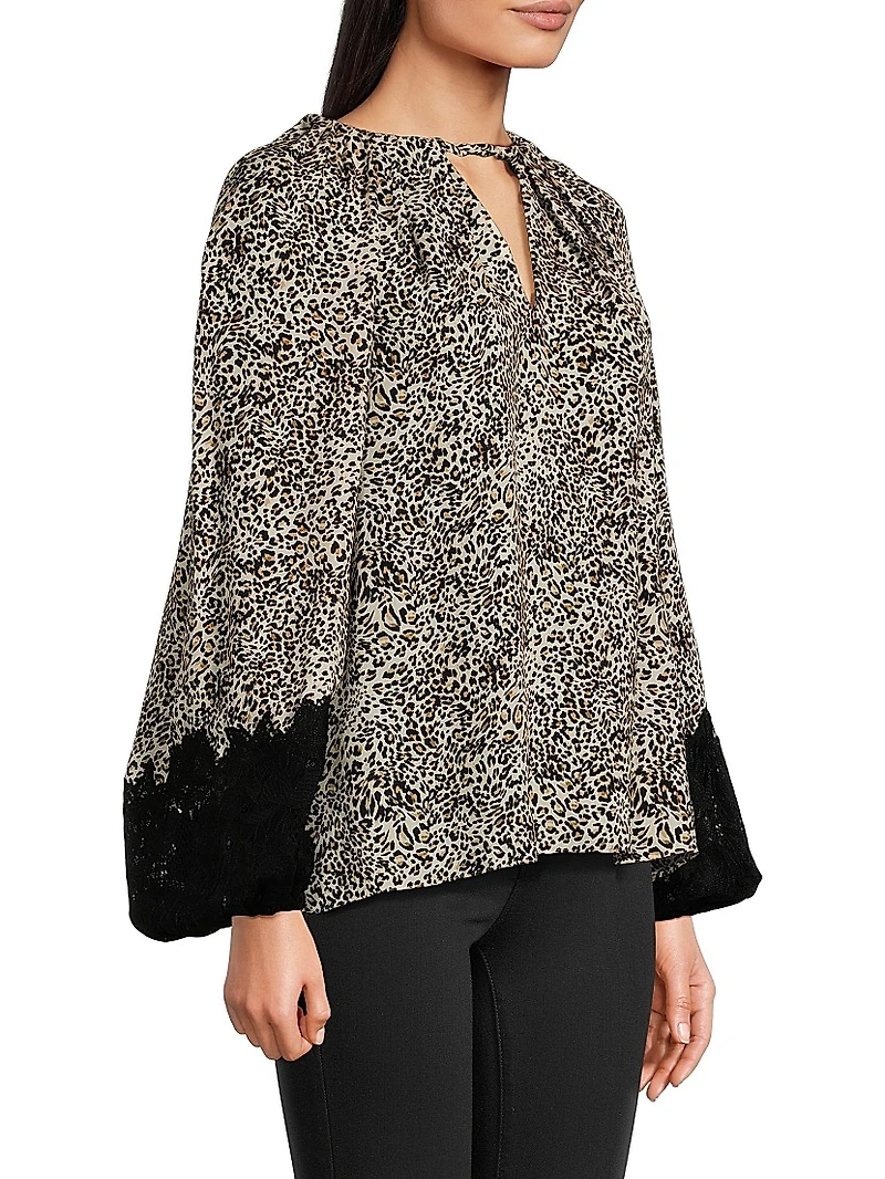 Abi Leopard-Print Silk Georgette Blouse