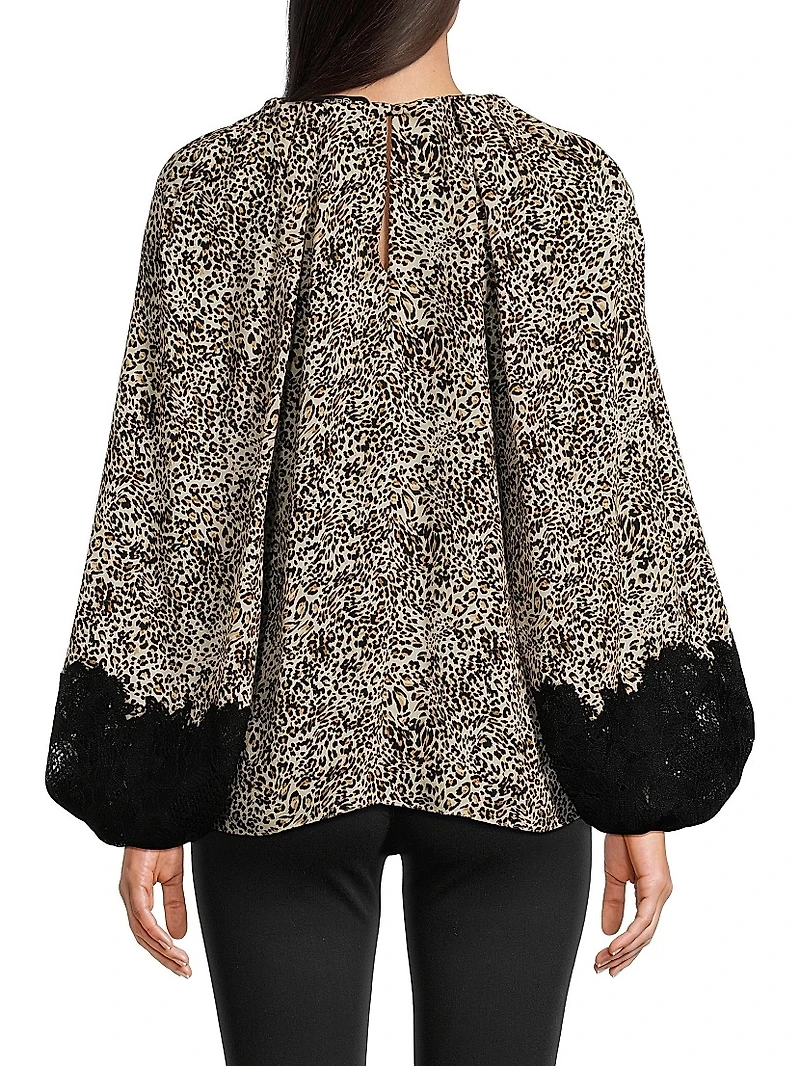 Abi Leopard-Print Silk Georgette Blouse
