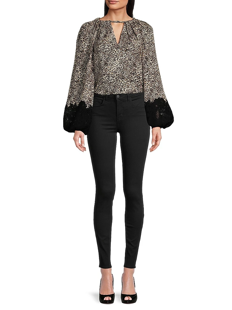 Abi Leopard-Print Silk Georgette Blouse