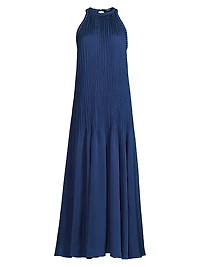 Eva Pleated Satin Maxi Dress