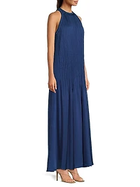 Eva Pleated Satin Maxi Dress