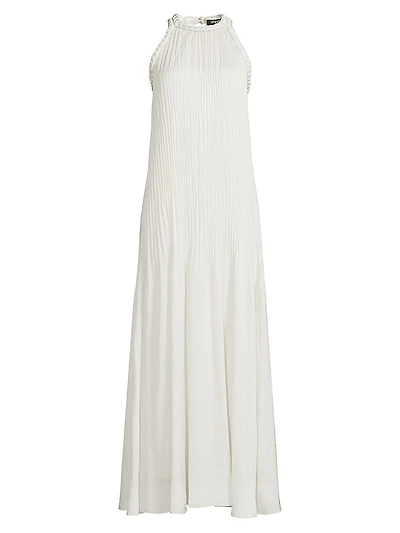 Eva Pleated Satin Maxi Dress