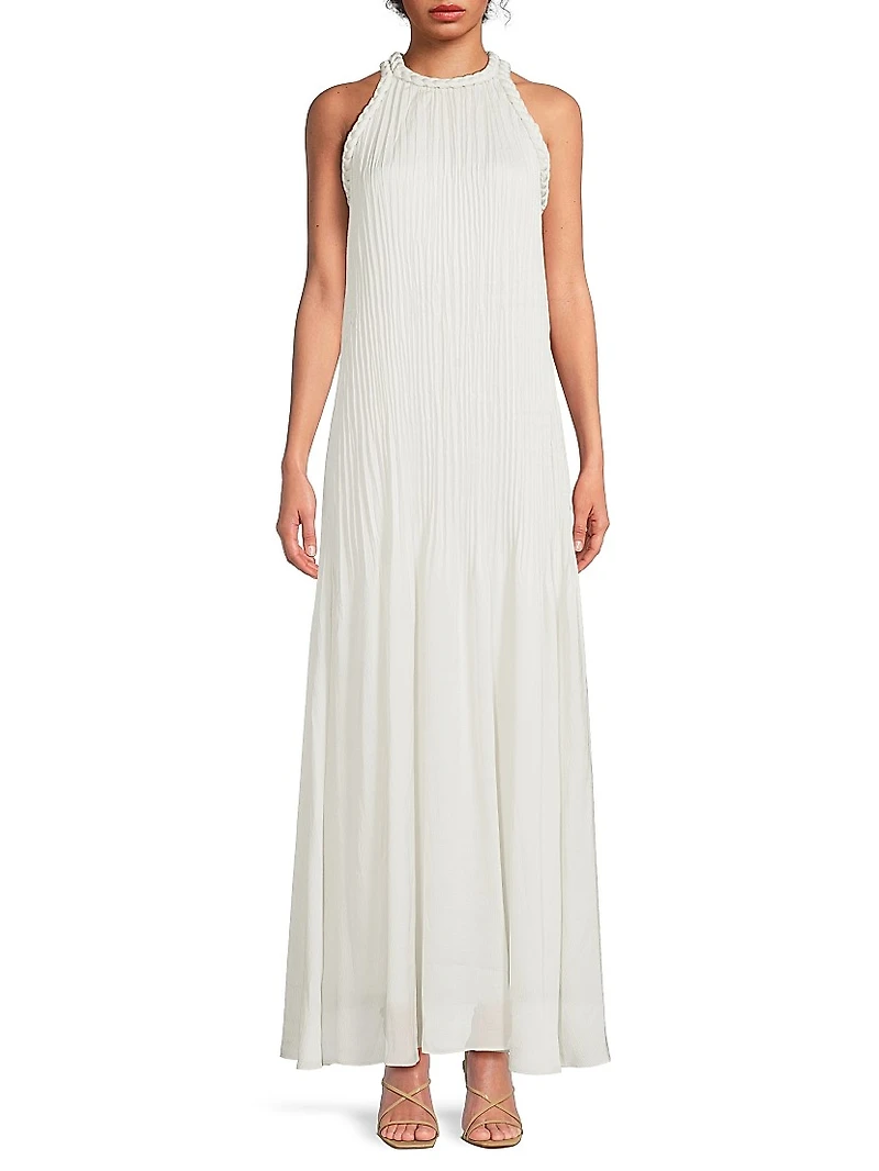 Eva Pleated Satin Maxi Dress