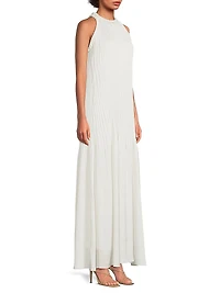 Eva Pleated Satin Maxi Dress