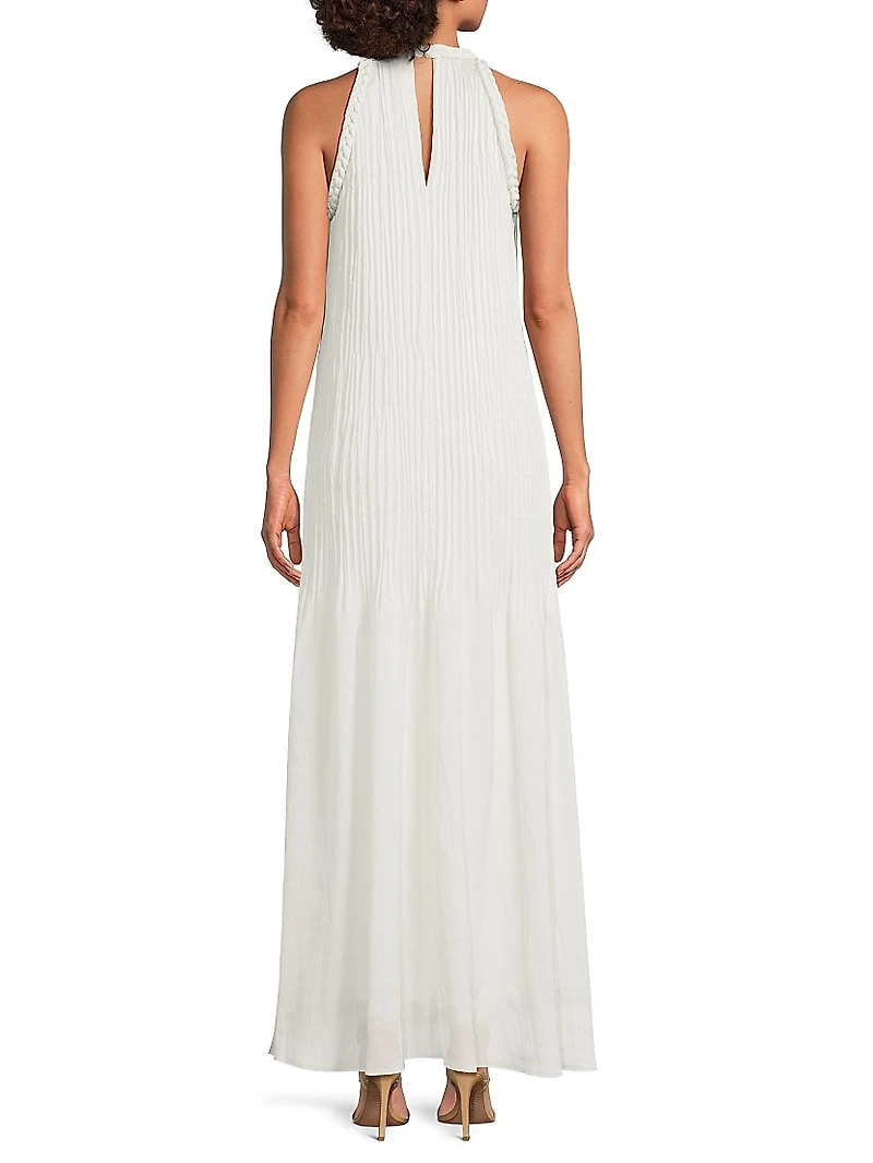 Eva Pleated Satin Maxi Dress
