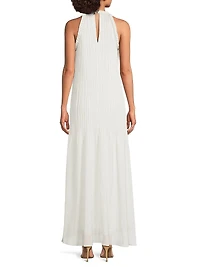 Eva Pleated Satin Maxi Dress