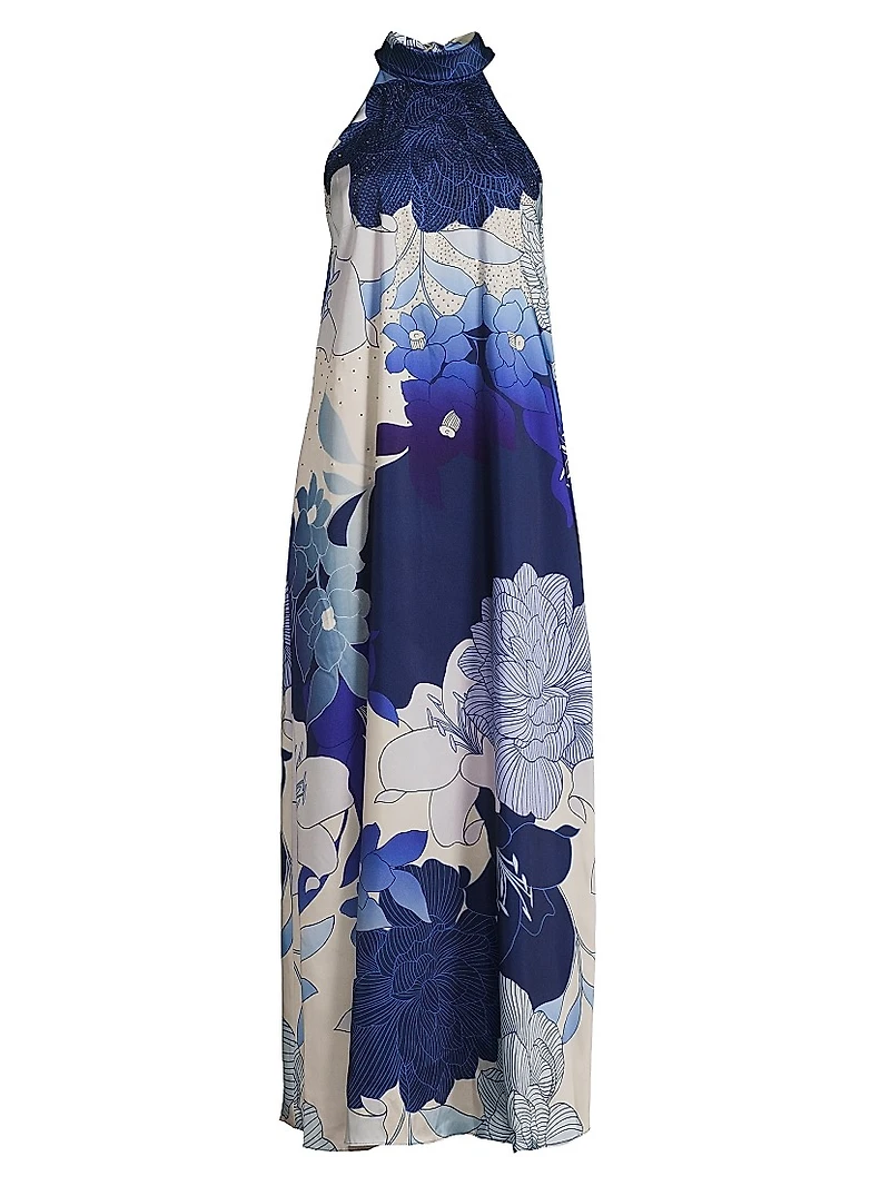 Sky Floral Halter Dress